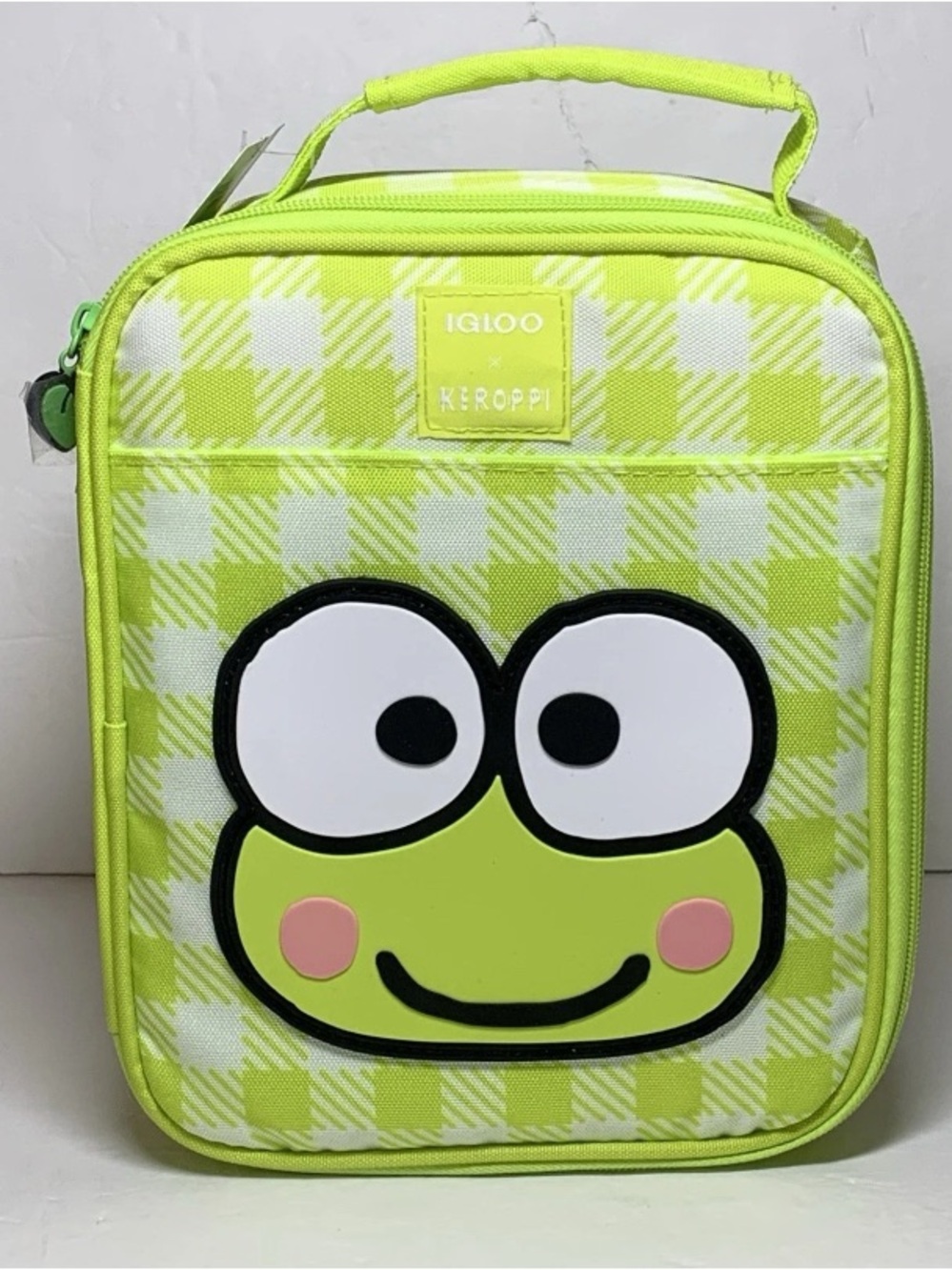 Sanrio KEROPPI Vertical Lunch Box Cooler Bag Gingham Green Igloo Insulated NWT - Picture 2 of 10